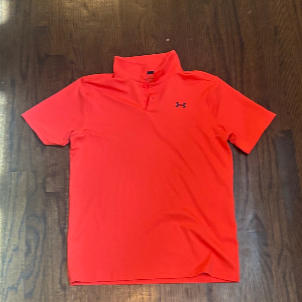 Youth XL Under Armour Men's Bright Red/Orange Polo Shirt